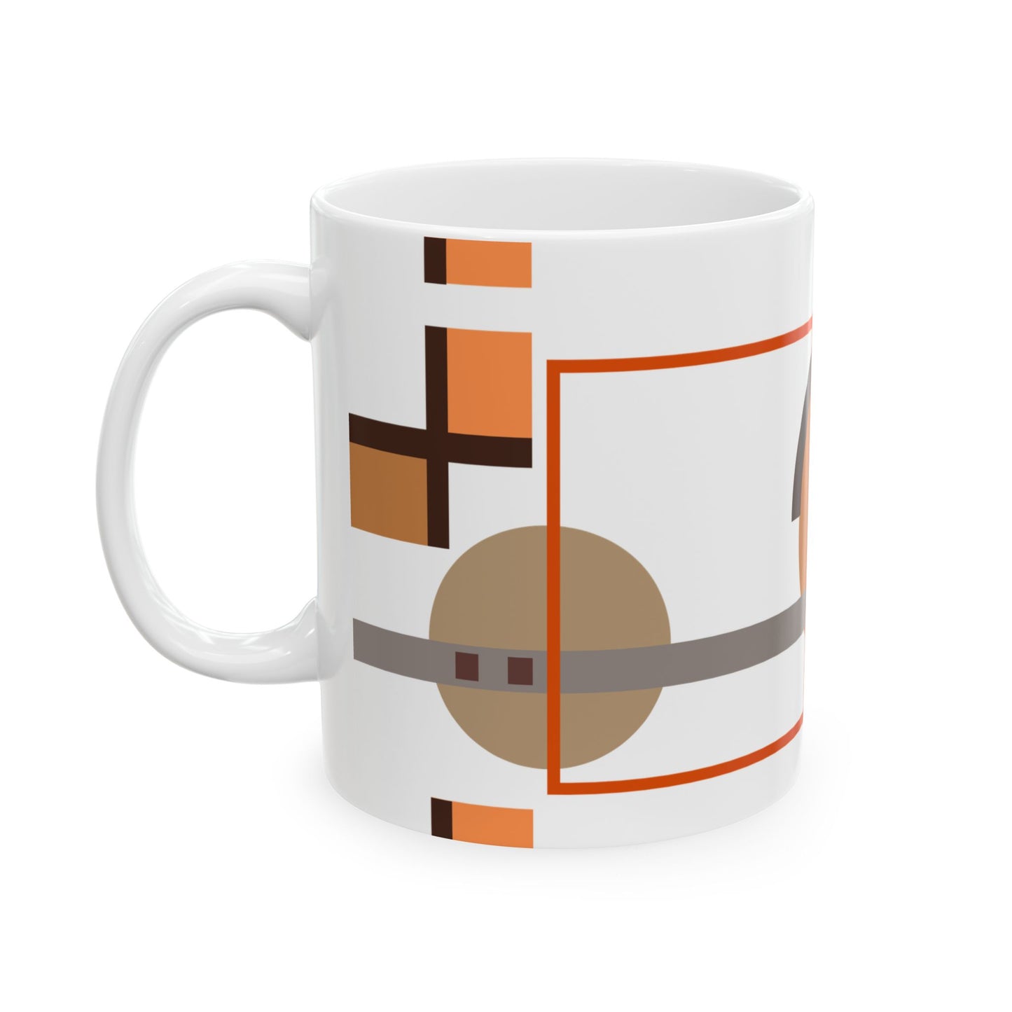 Warm Earth Tones Abstract Coffee Mug | Mid-Century Geometric Kitchenware | Designer Art Mug | 11 oz Mug