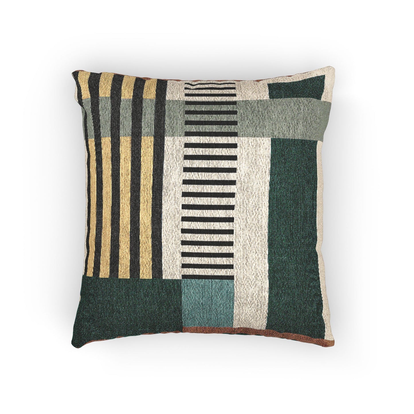 Mid-Century Architectural Abstract Throw Pillow | Earthy Geometric Woven-Style Accent Cushion