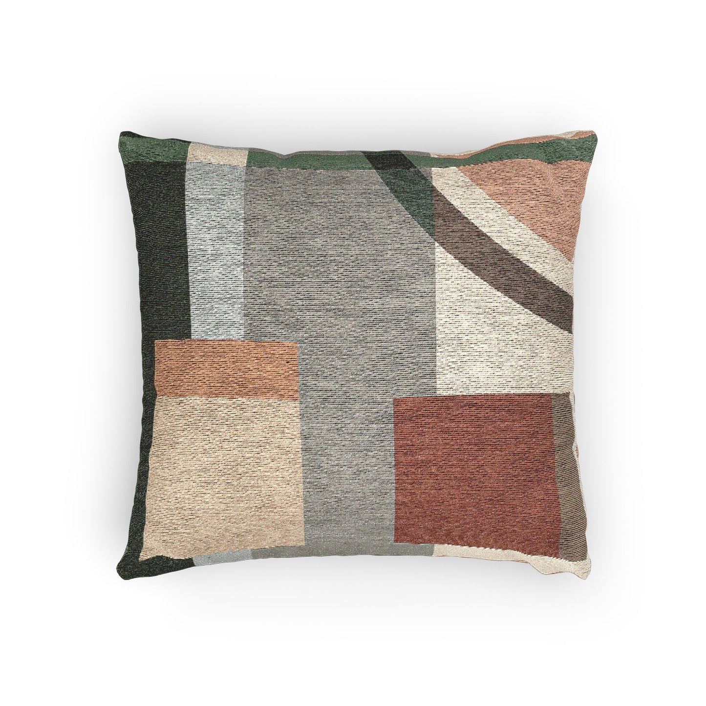 “Contours in Calm” Abstract Geometric Pillow – Earthy Green & Neutral Tones