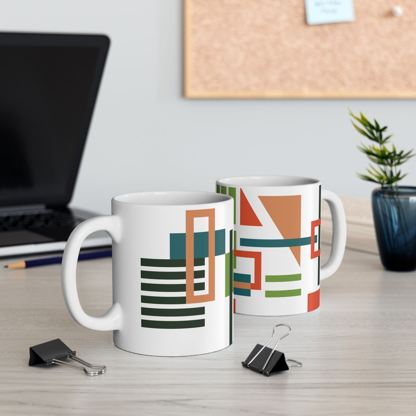 Vibrant Mid-Century Modern Geometric Mug | Abstract Retro Art Coffee Cup