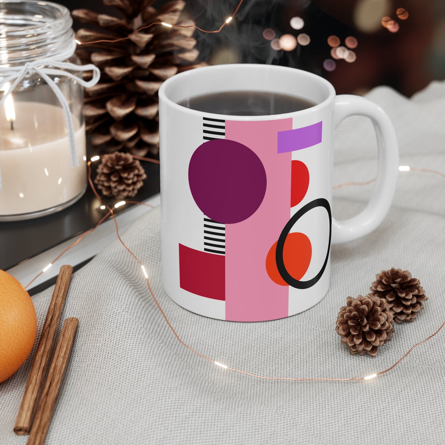 Abstract Modern Art Ceramic Mug – Bold Geometric Shapes & Vibrant Color Block Design