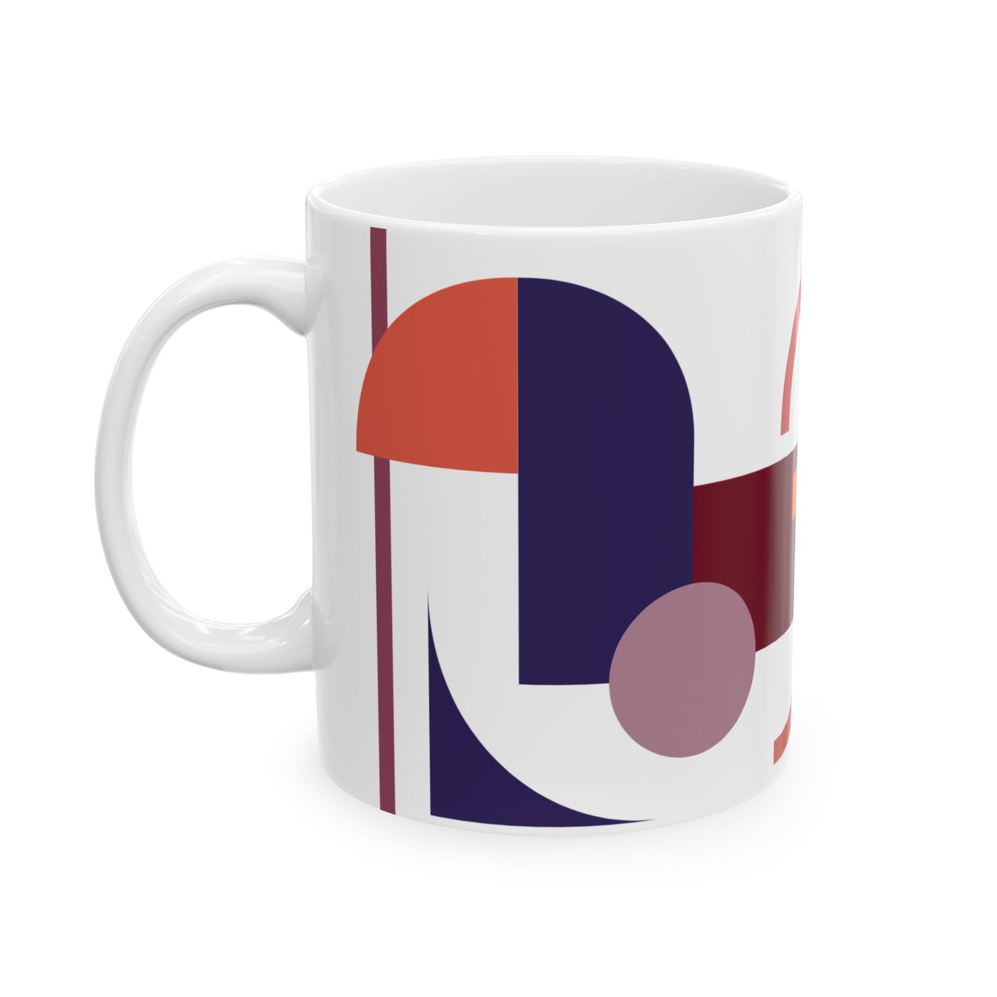 Geometric Harmony Ceramic Mug | Modern Abstract Art Coffee Cup | 11 oz Mug