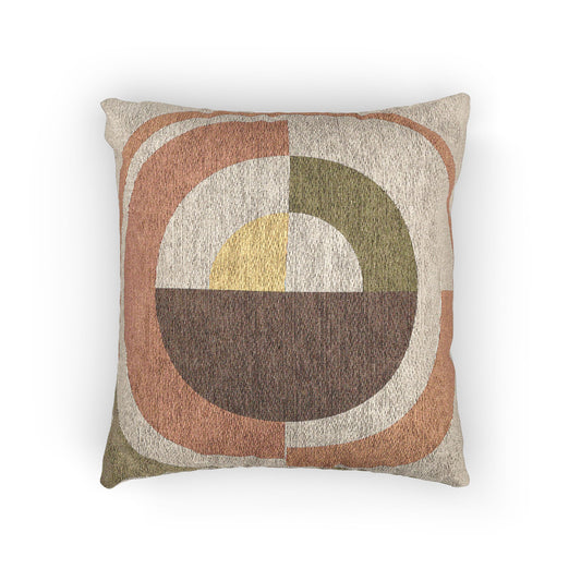 Ochre Sun Mandala Throw Pillow
