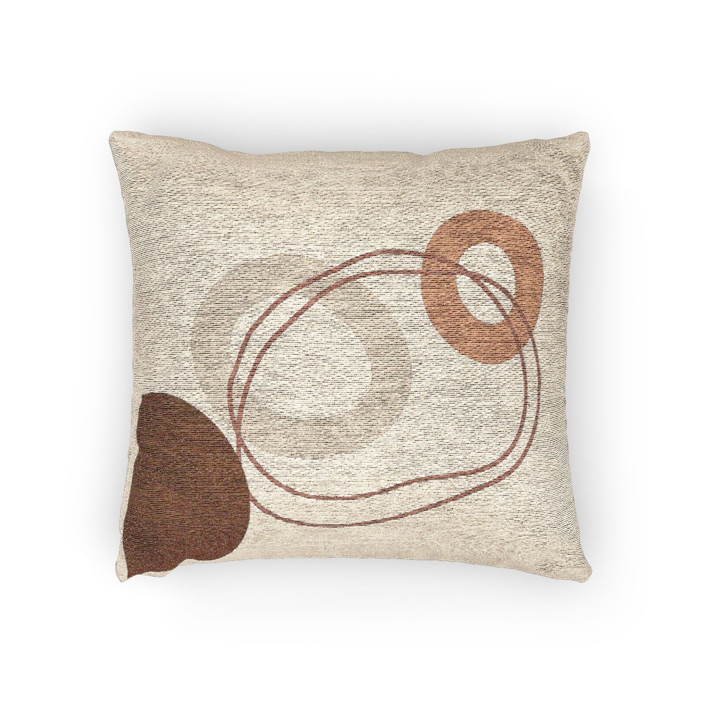 Abstract Orbit Throw Pillow – Circles & Wavy Lines in Earthy Tones