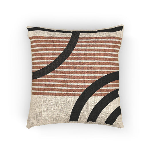 Stripes & Arcs – Geometric Woven Throw Pillow