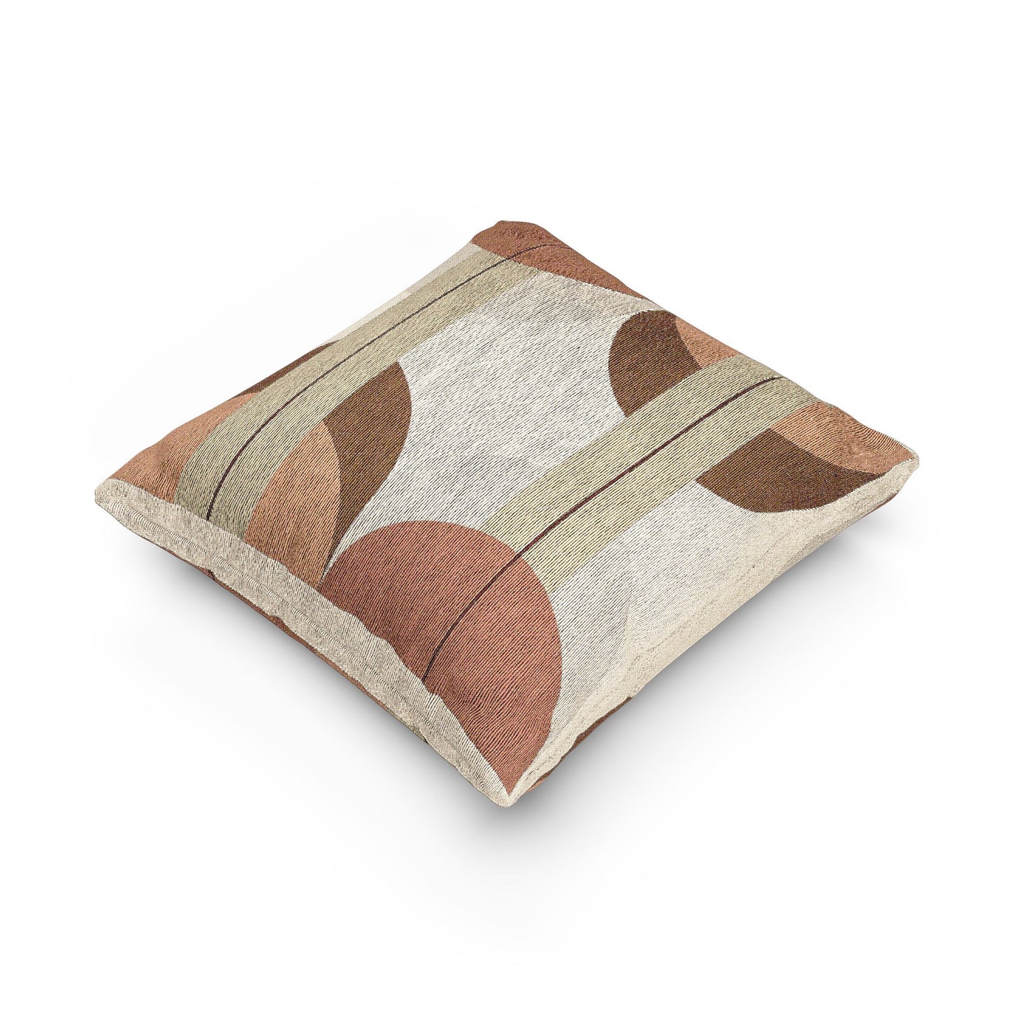 Quadrant Echo Throw Pillow – Earth-Tone Circles & Columns