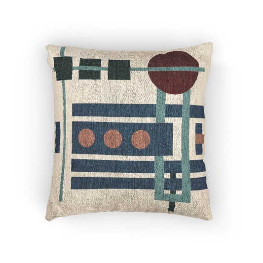 Signal Matrix Throw Pillow – Red, Teal & Pink Geometry