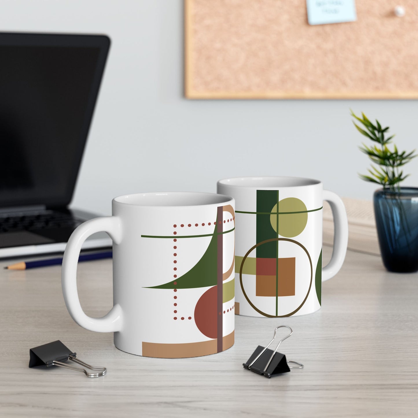 Dotted Frame & Geometric Shapes Coffee Mug | 11 oz Mug