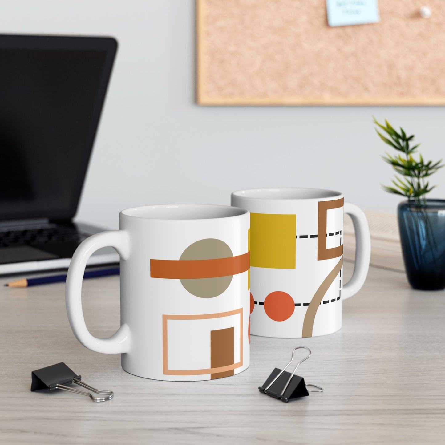 Shapes & Color Blocks Abstract Coffee Mug | Mid-Century Kitchenware | 11 oz Mug