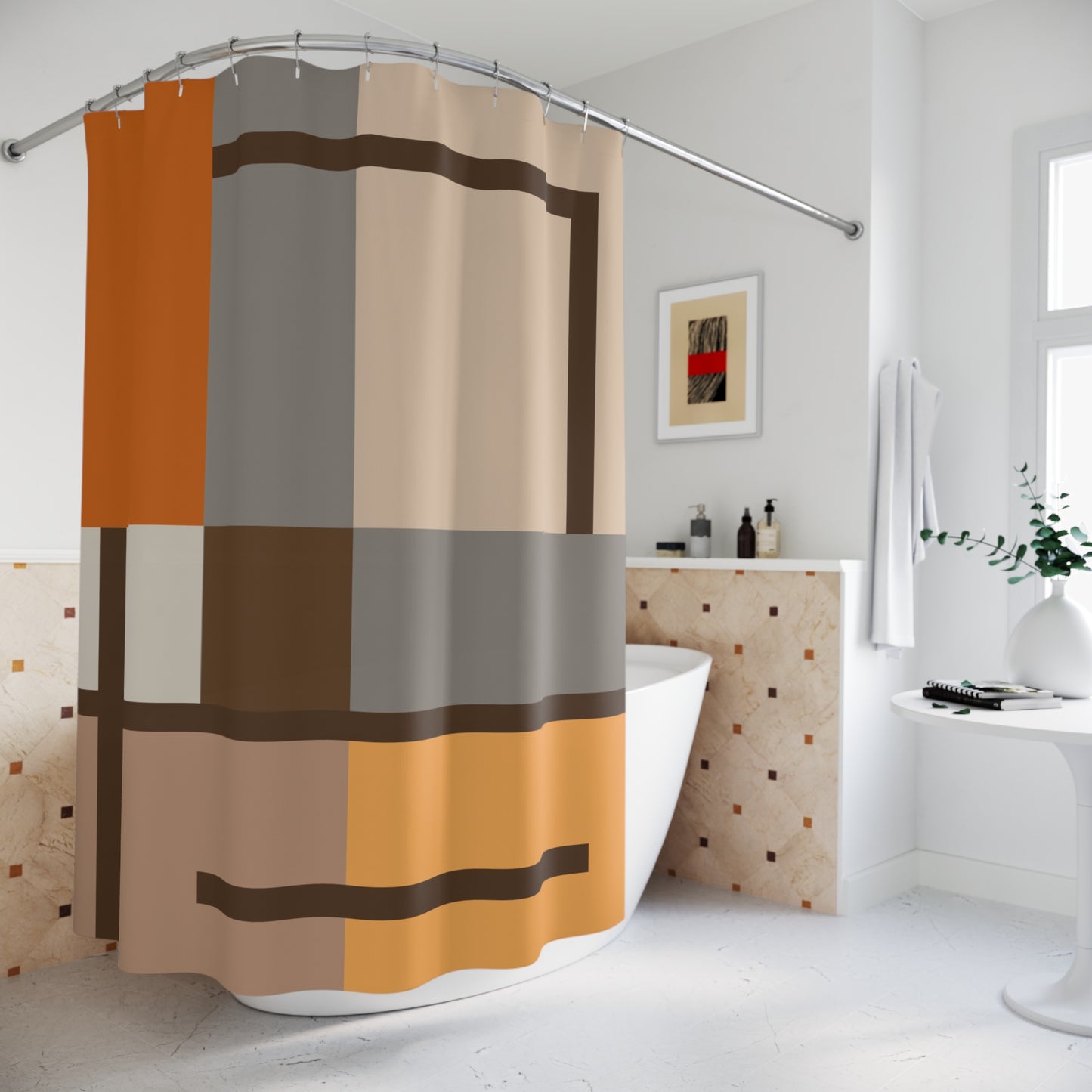 Modernist Grid Abstract Shower Curtain