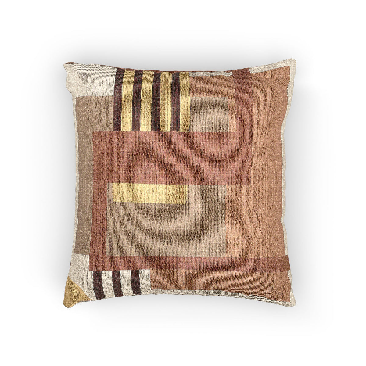 Earthy Striped Geometric Throw Pillow – Modern Textured Accent