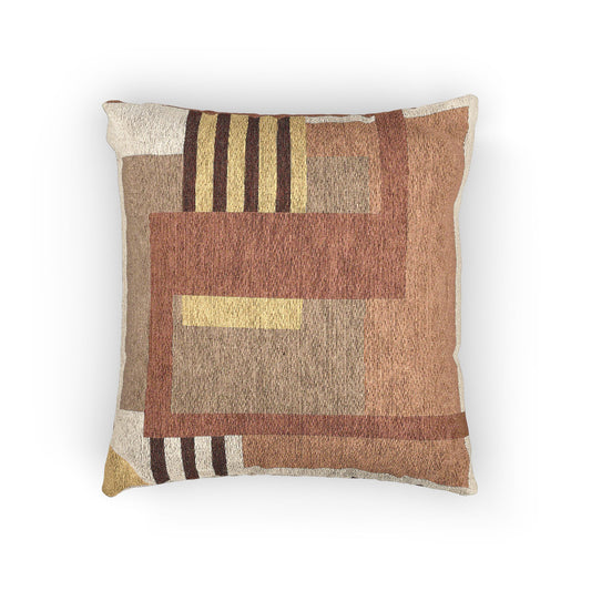 Earthy Striped Geometric Throw Pillow – Modern Textured Accent
