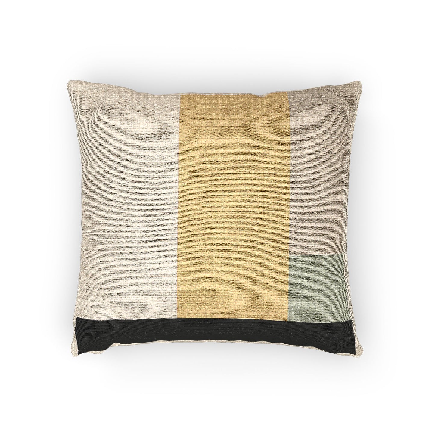 Color Block Harmony Throw Pillow – Black, Mustard & Earth Tones