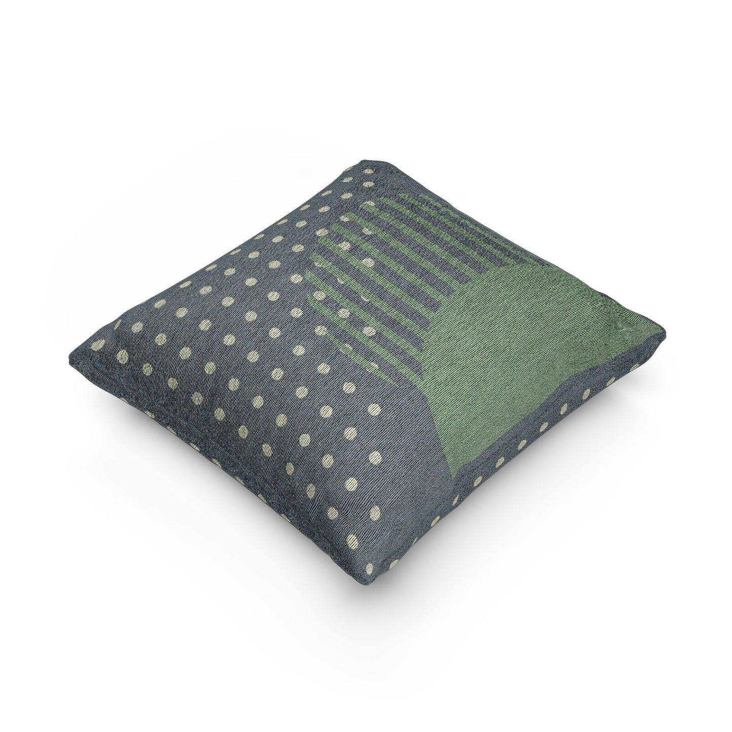 Dot Grid Eclipse Throw Pillow – Mint Green Geometry on Black