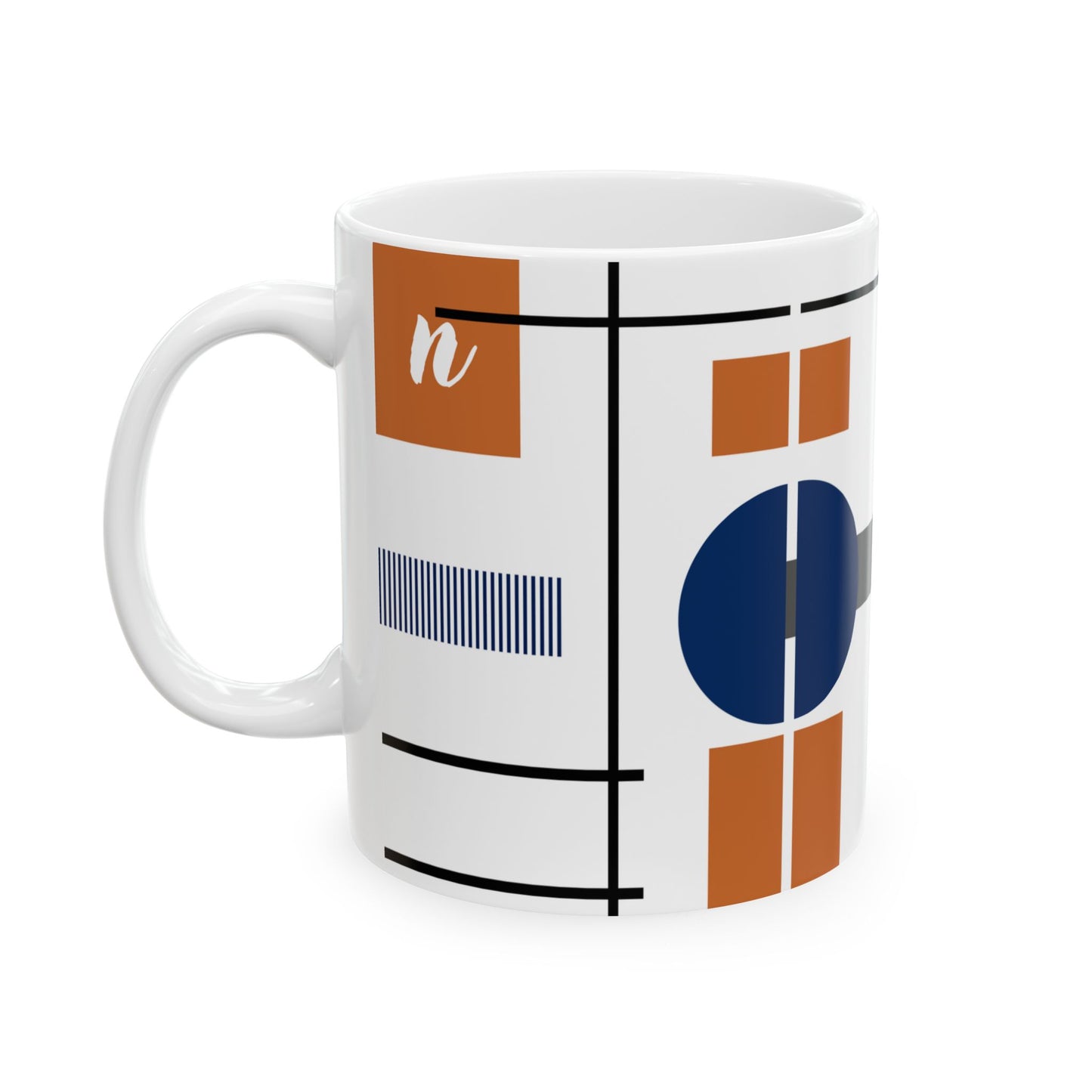 "N" Structural Grid – Constructivist Monogram Mug | 11 oz Mug