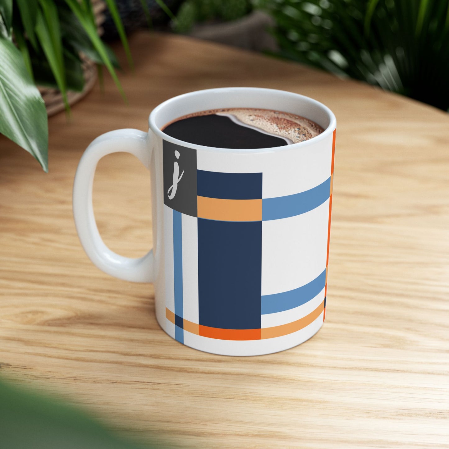 "J" Spatial Study – De Stijl Inspired Monogram Mug | 11 oz Mug