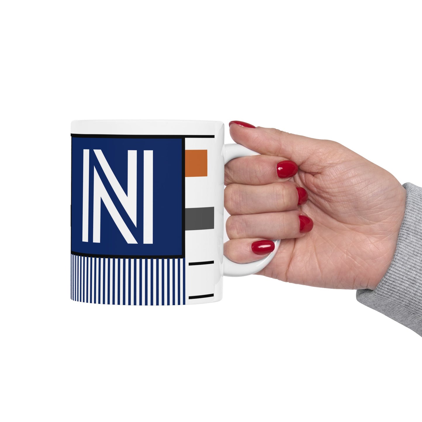 "N" Structural Grid – Constructivist Monogram Mug | 11 oz Mug