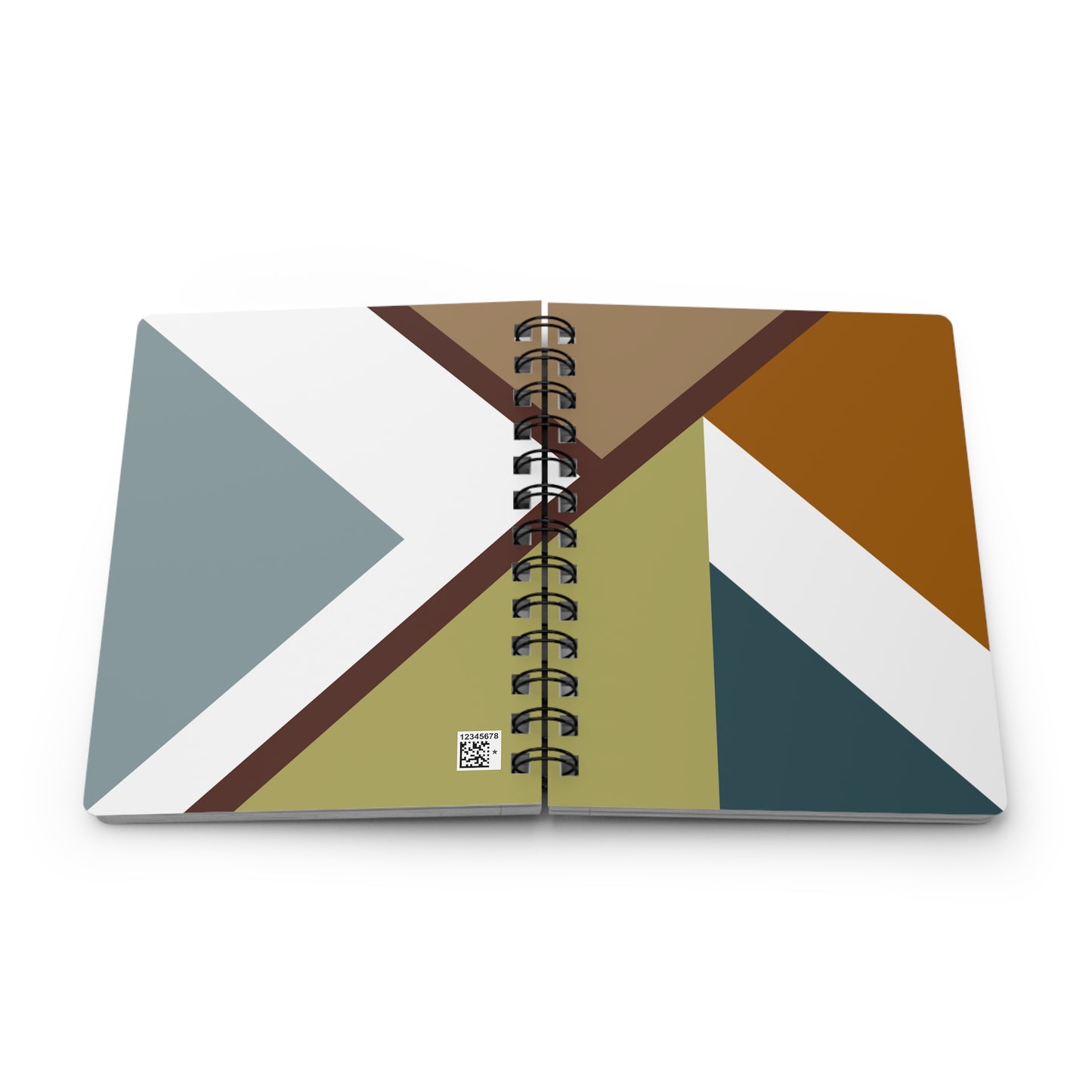 Dynamic Geometric Abstract Spiral Notebook | Modern Earth & Teal Angled Design Journal