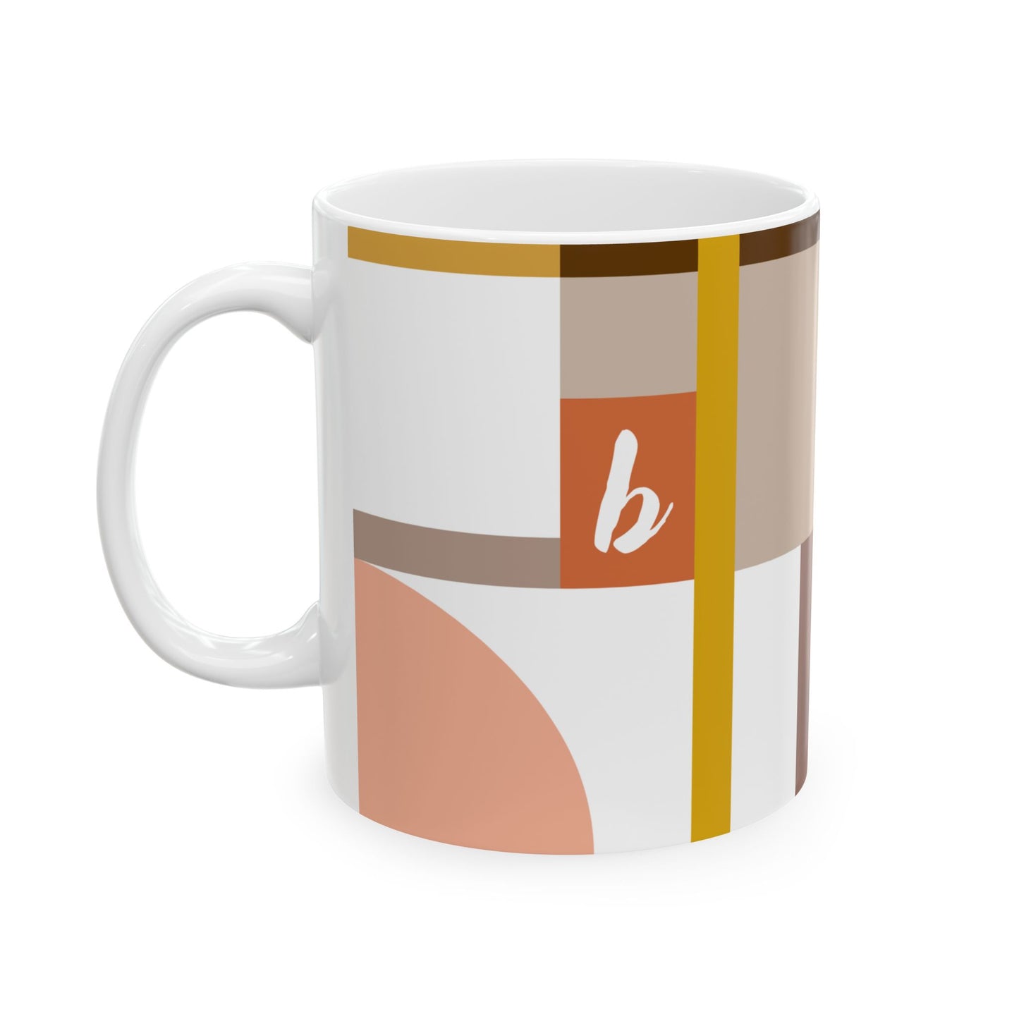 "B" Structural Grid – Bauhaus Abstract Monogram Mug | 11 oz Mug
