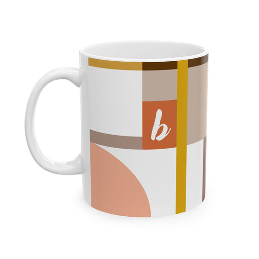 "B" Structural Grid – Bauhaus Abstract Monogram Mug | 11 oz Mug