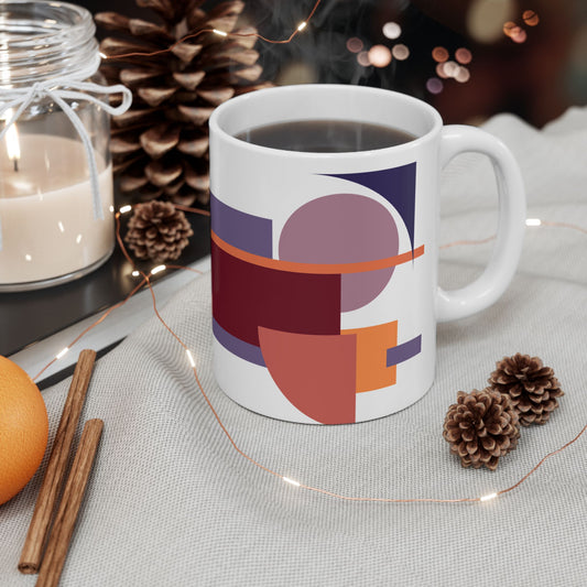 Geometric Harmony Ceramic Mug | Modern Abstract Art Coffee Cup | 11 oz Mug