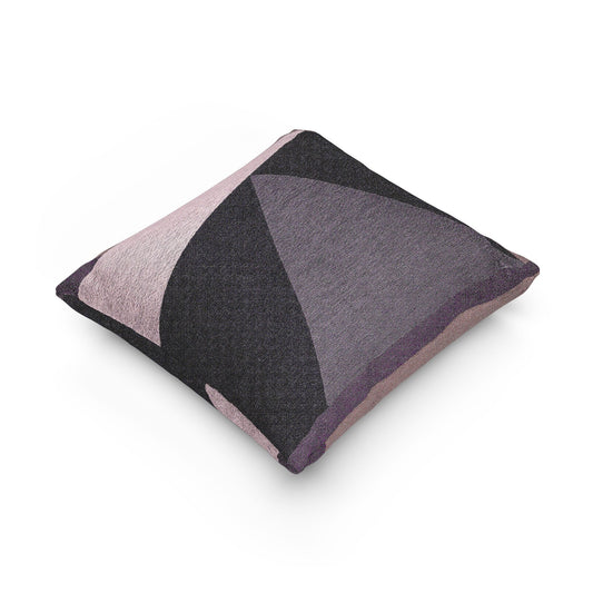 Modern Geometric Tri-Block Throw Pillow – Gray & Pink Accent Cushion
