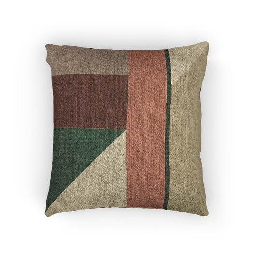 Earthy Abstract Woven Throw Pillow | Terracotta, Sage & Taupe Geometric Cushion