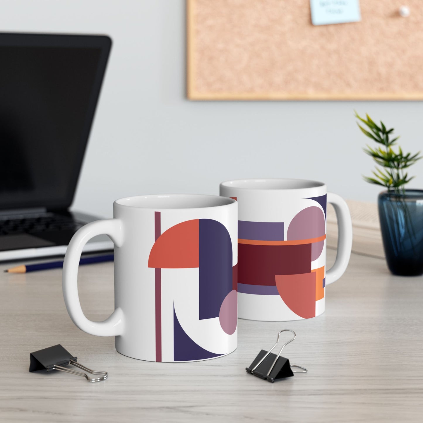 Geometric Harmony Ceramic Mug | Modern Abstract Art Coffee Cup | 11 oz Mug