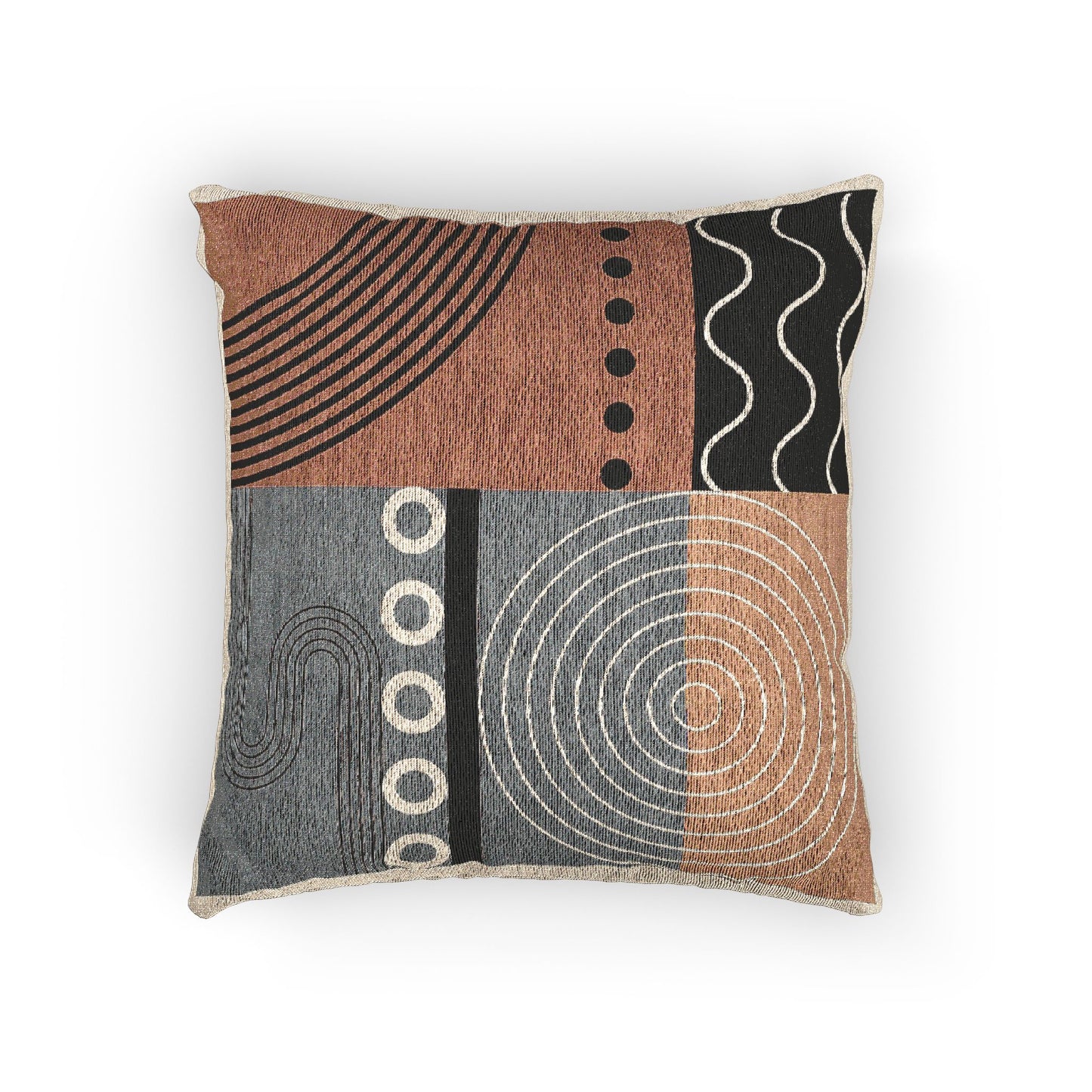 Retro Fusion – Geometric Woven Throw Pillow