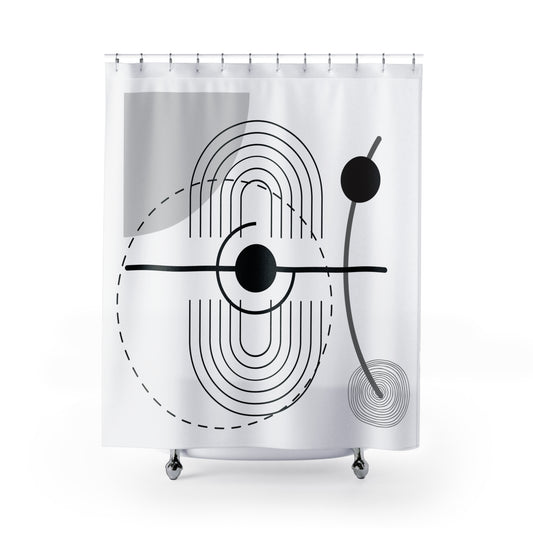 Abstract Modern Shower Curtain – Orbital Geometric Design