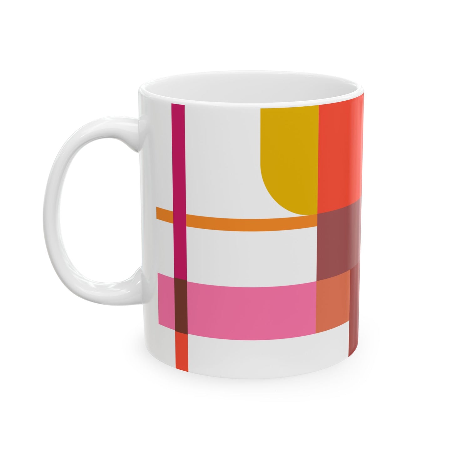 Sunset Geometry Mug – Warm Tones & Abstract Shapes | Mid-Century Kitchenware | 11 oz Mug