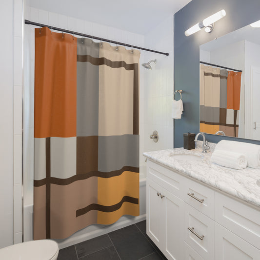 Modernist Grid Abstract Shower Curtain