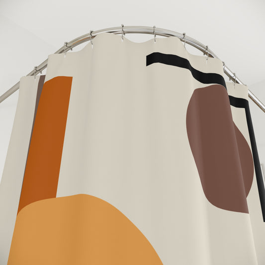 Architectural Geometric Abstract Shower Curtain | Modern Bauhaus Circles & Lines
