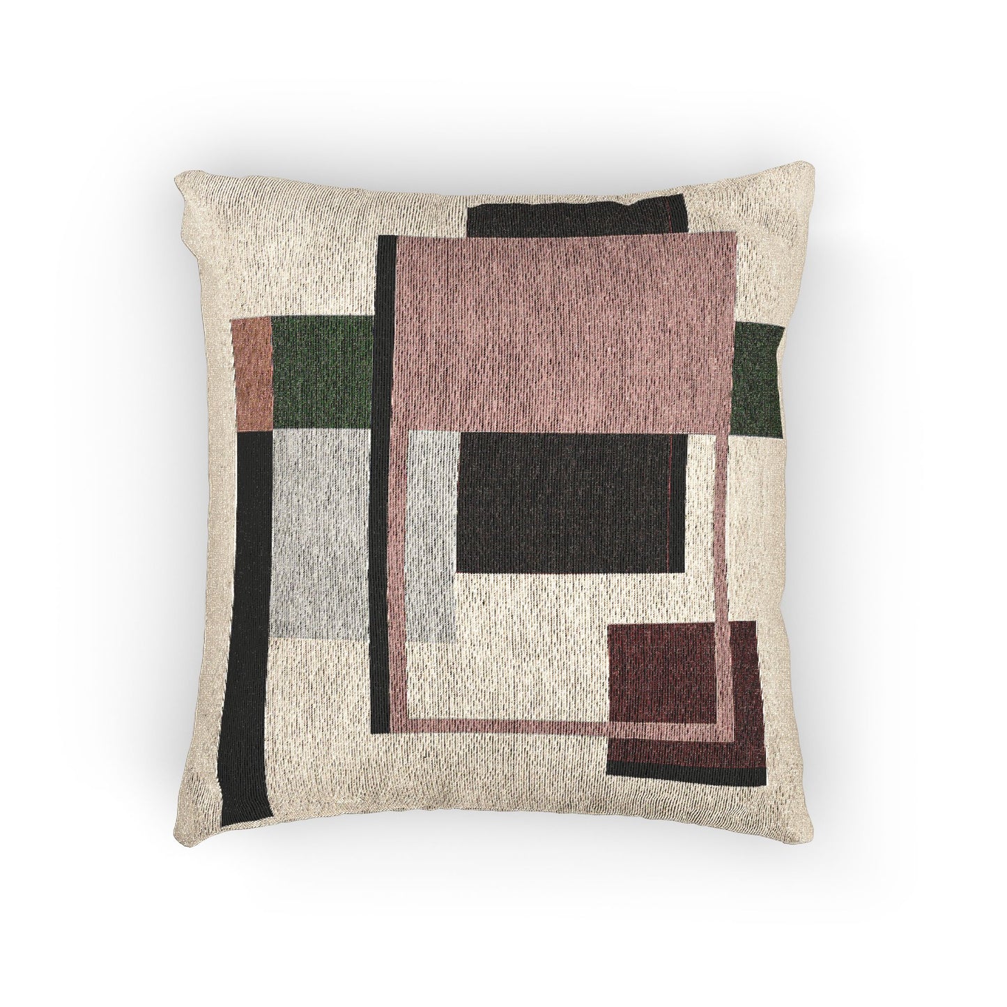 Modern Blocks Throw Pillow – Overlapping Rectangles in Red, Gray & Beige