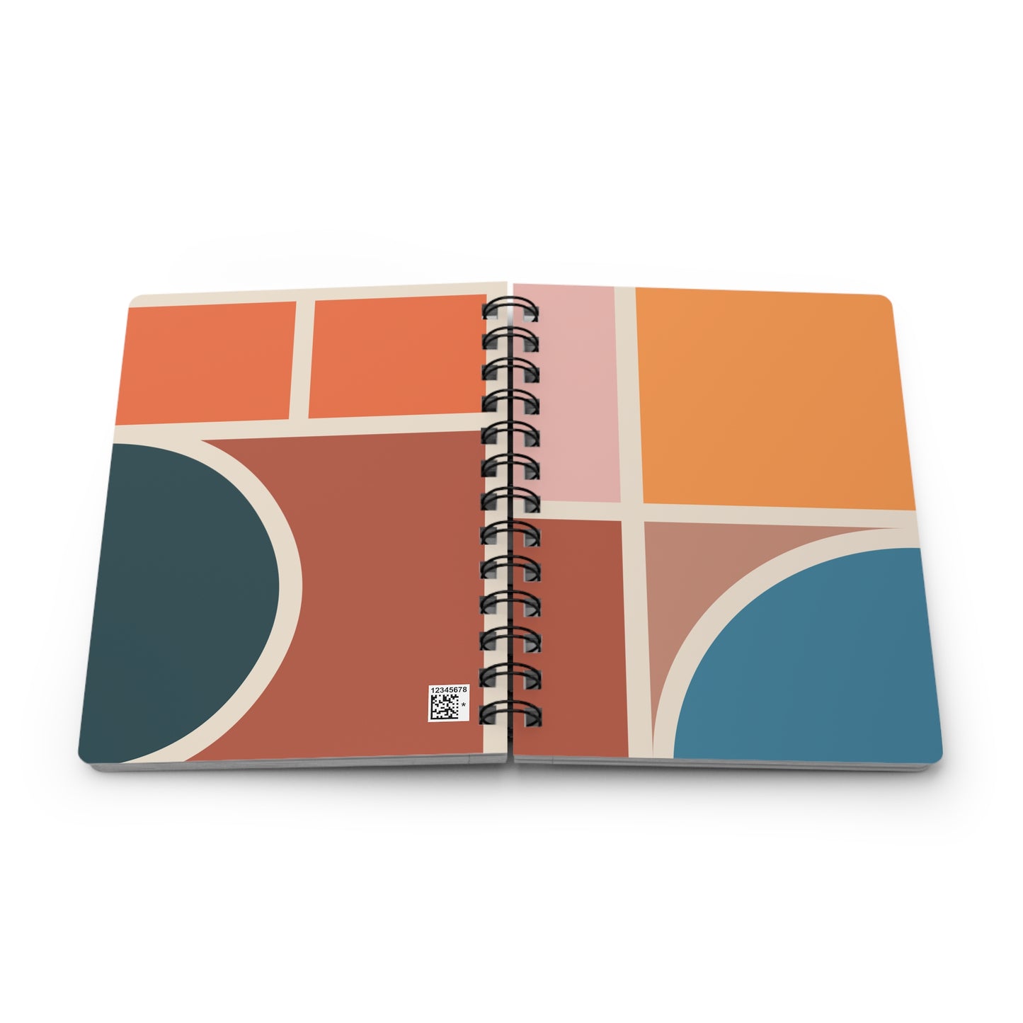 Mid-Century Geometric Abstract Spiral Notebook | Modern Bauhaus Art Stationery