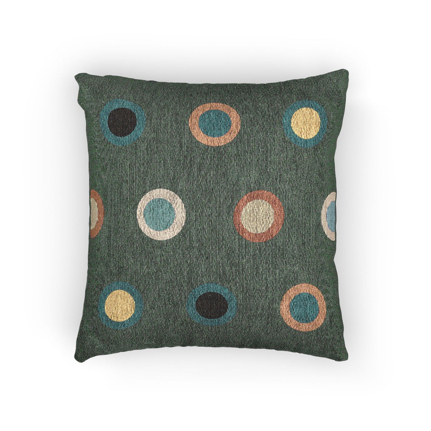 “Signal Circles” – Geometric Color-Blocked Throw Pillow - Grey