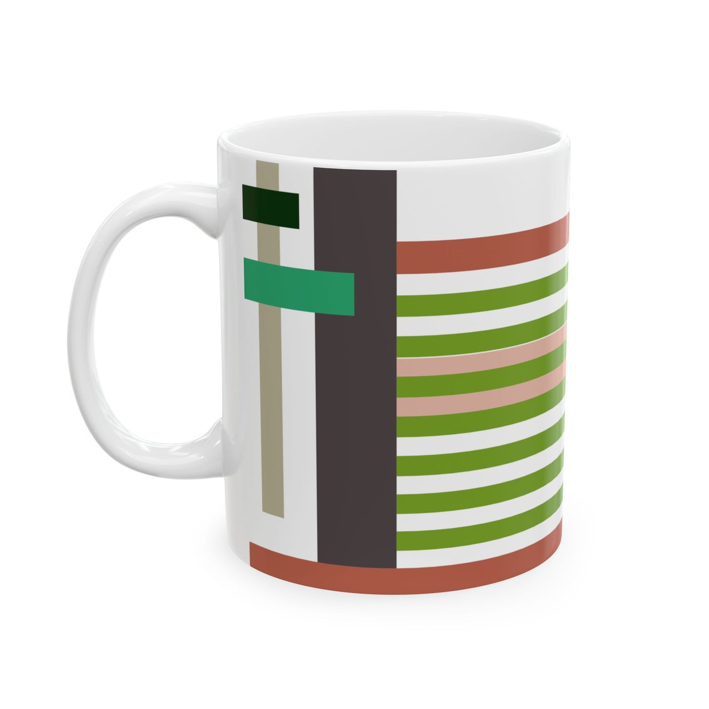 Mid-Century Modern Abstract Geometric Mug | Earth Tone Minimalist Ceramic Coffee Cup | Mid-Century Kitchenware | 11 oz Mug