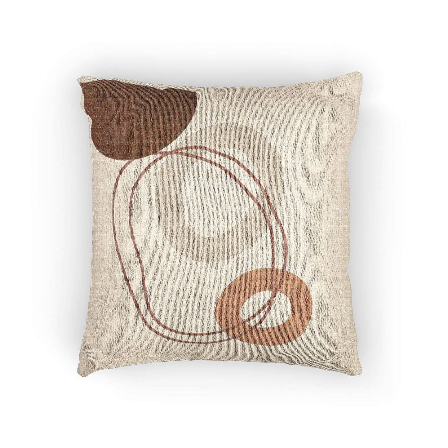 Abstract Orbit Throw Pillow – Circles & Wavy Lines in Earthy Tones