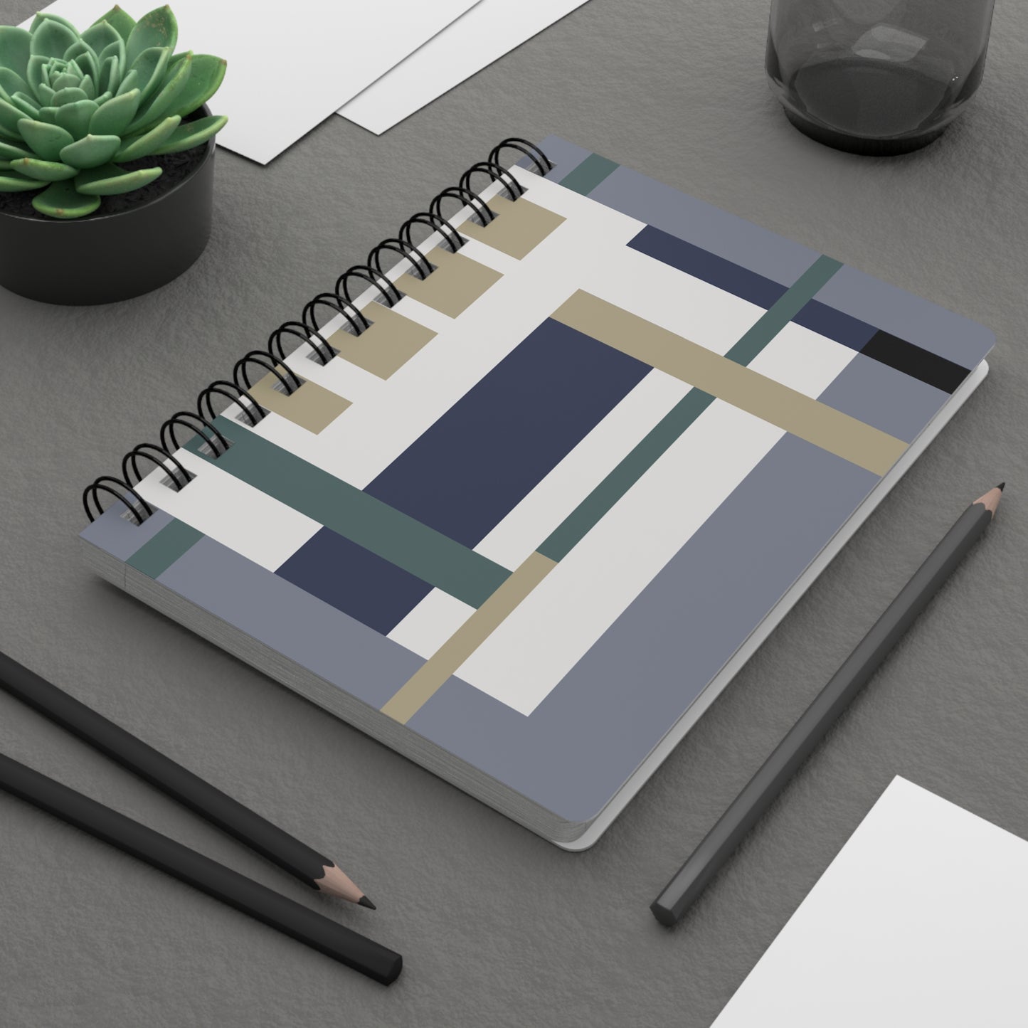 Muted Blocks & Lines Spiral Notebook