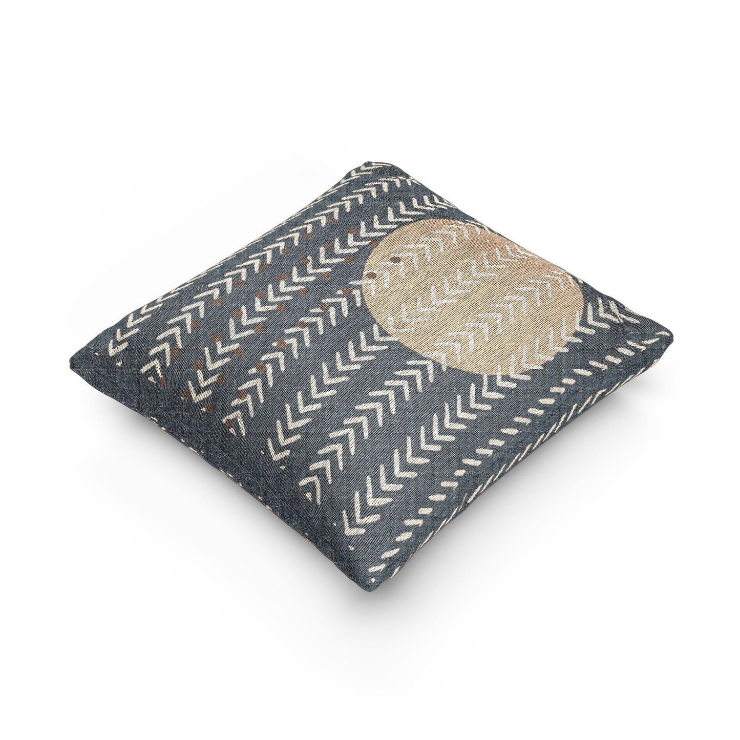 Chevron Eclipse Throw Pillow – Black & White Arrows with Earth-Toned Accents