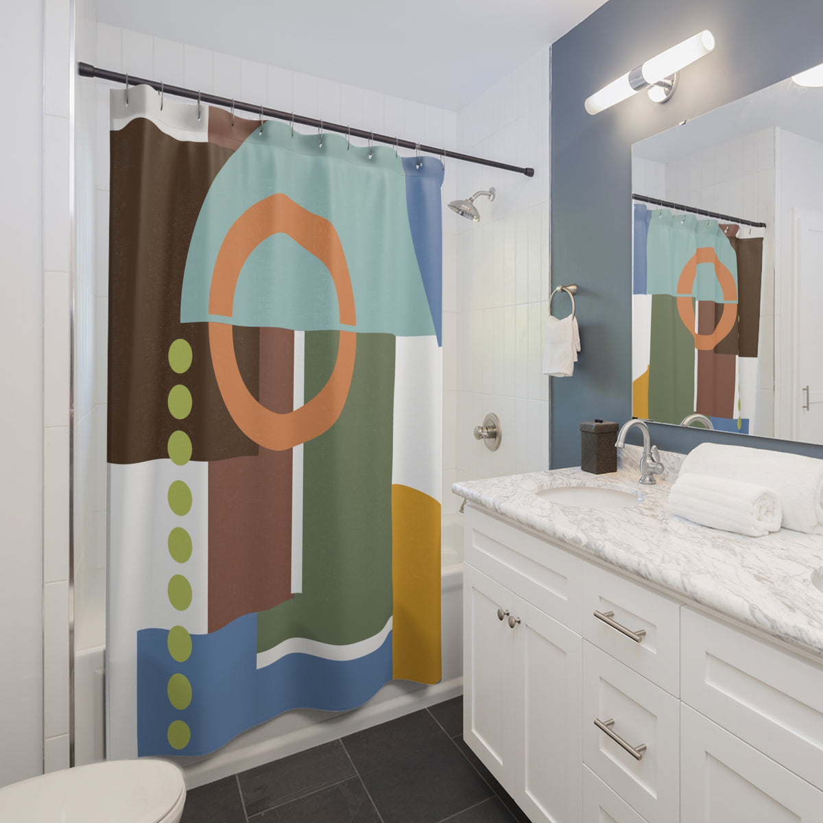 Bold Abstract Geometric Shower Curtain – Modern Color Play
