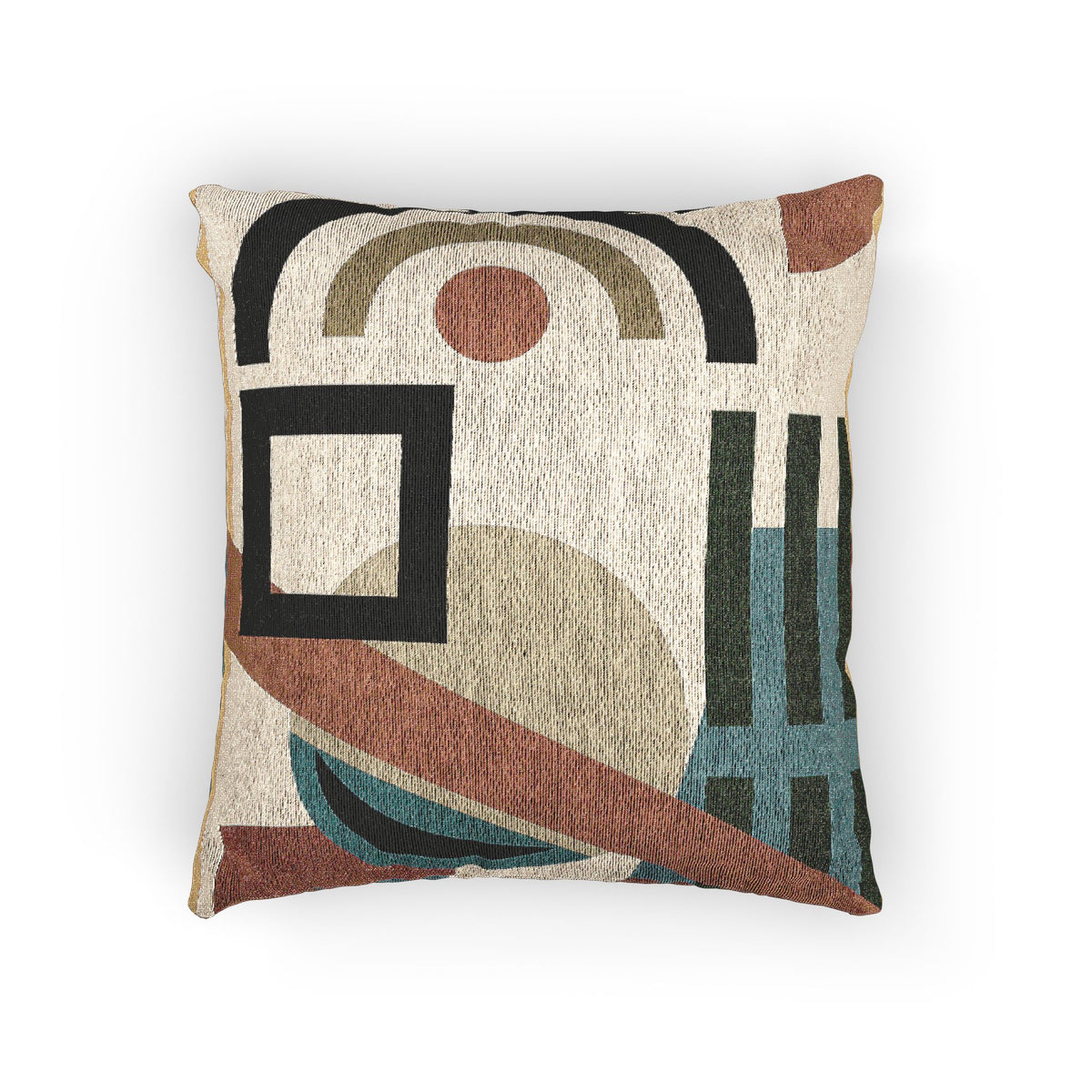 Symmetry Flow Cushion – Beige, Blue & Earth Tones