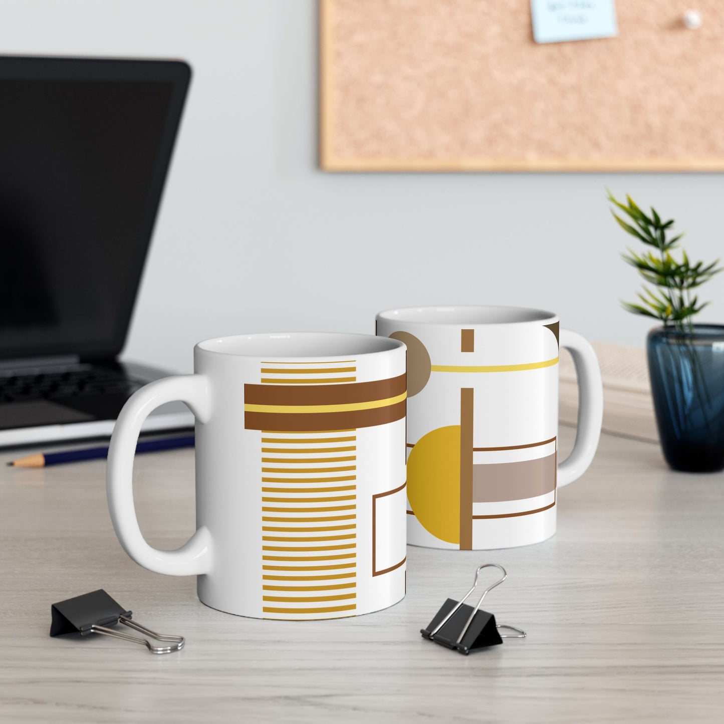 Golden Gridlines Abstract Coffee Mug | 11 oz Mug