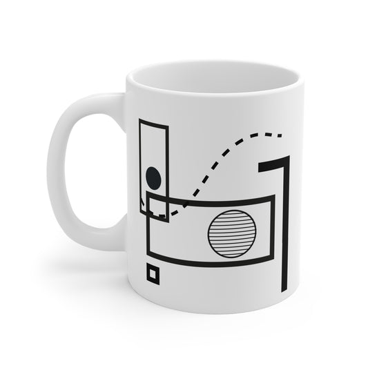 Structured Contrast Mug | 11oz Ceramic Coffee Mug | Modern Geometric Abstract Design