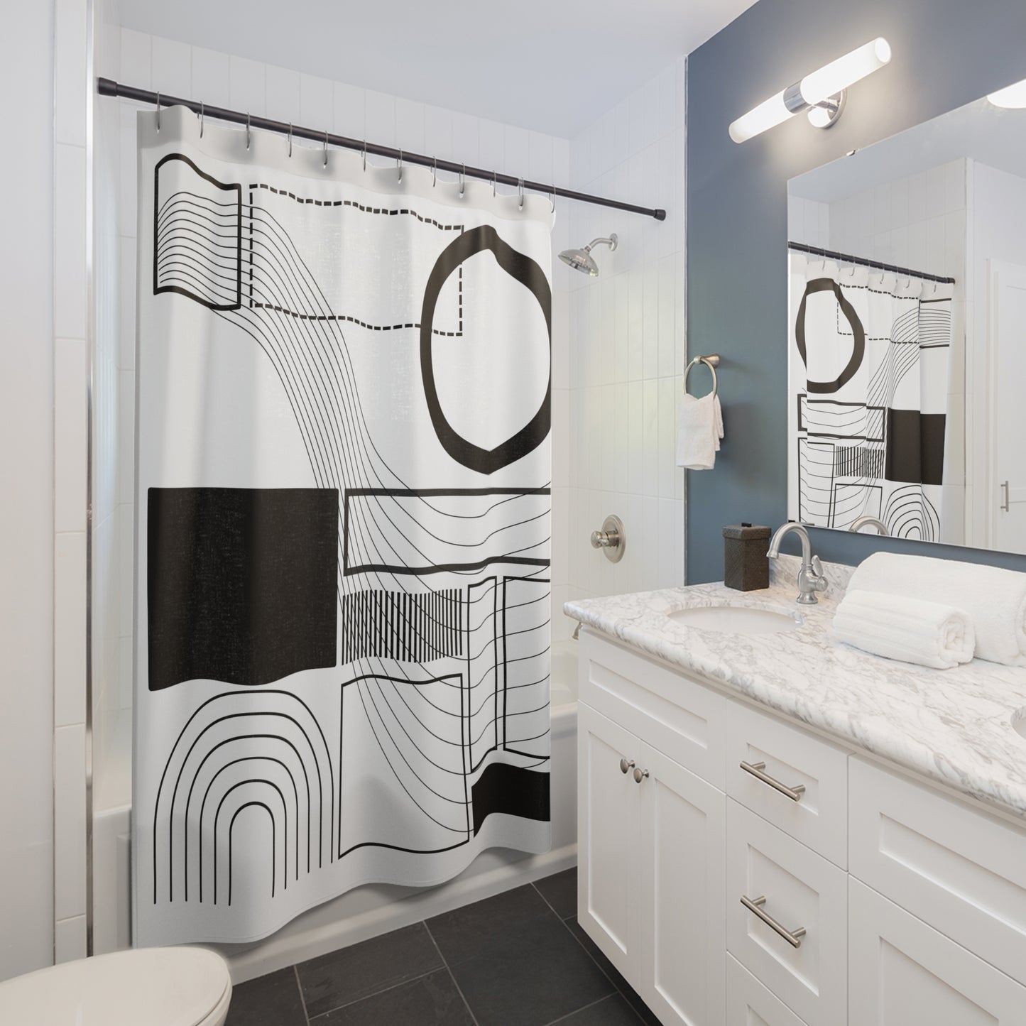 Linear Minimalism – Geometric Shower Curtain