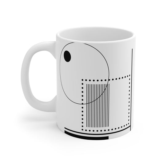 Yin-Modern Mug | 11oz Ceramic Coffee Mug | Black & White Geometric Minimalist Design