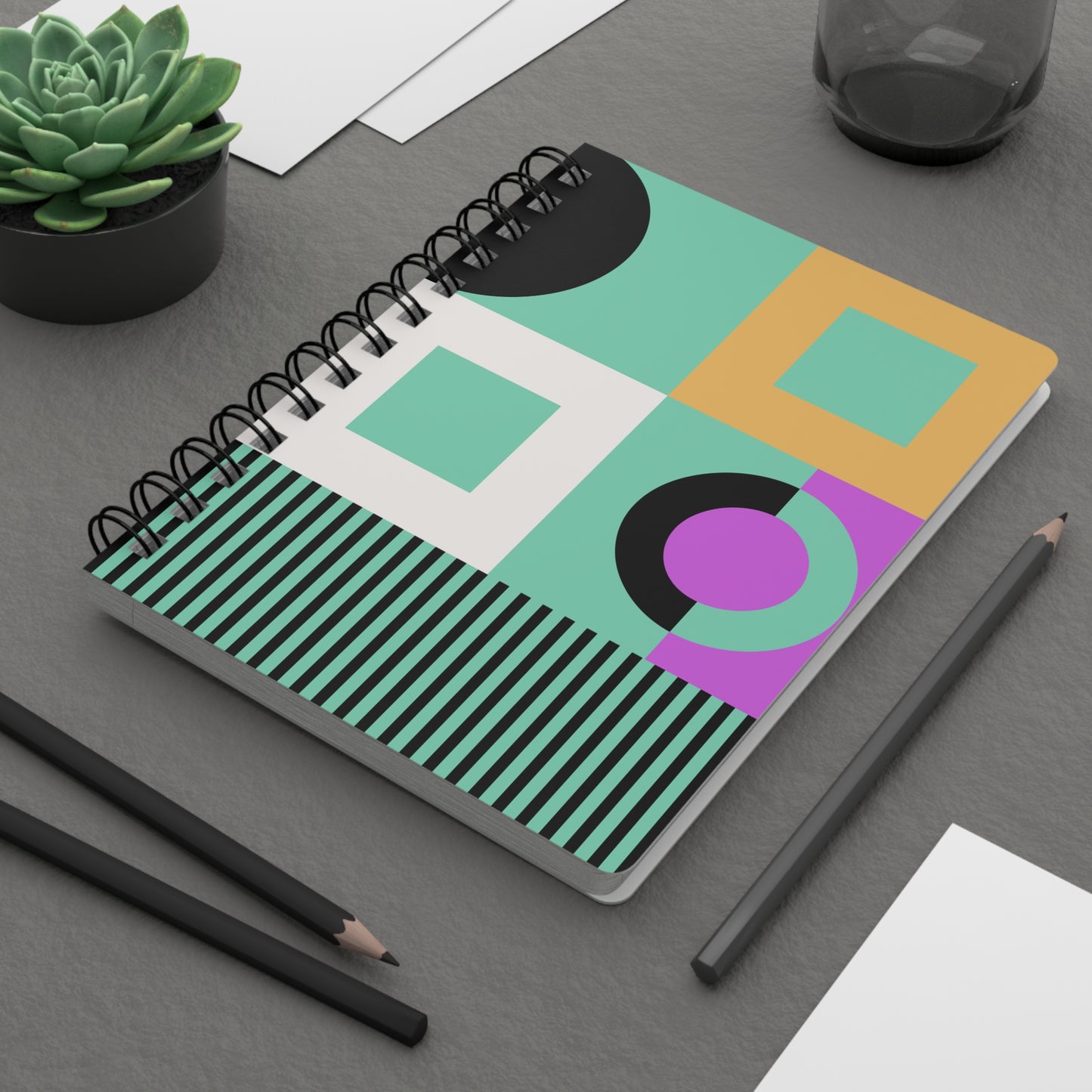 Grid Spectrum Spiral Notebook