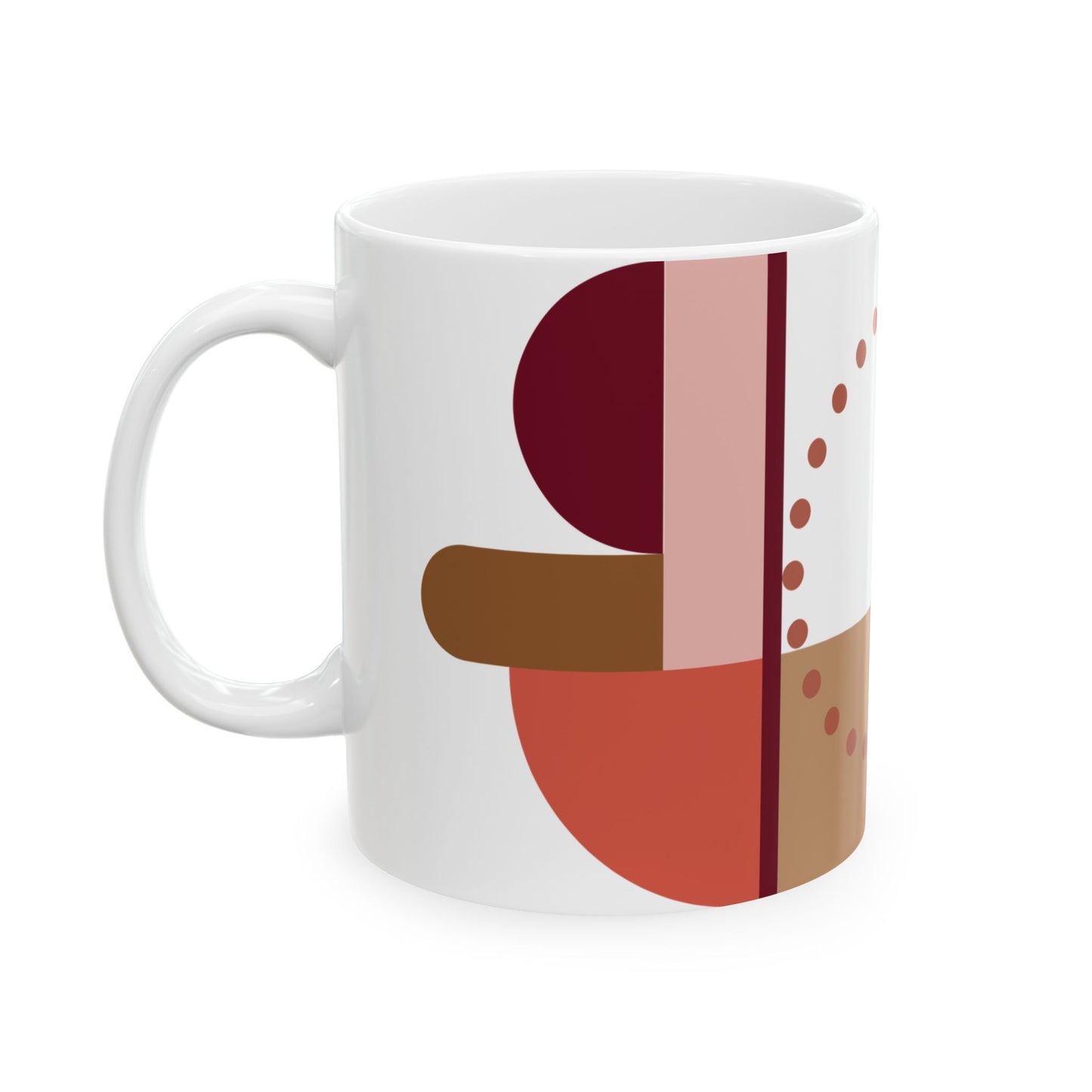 Abstract Boho Coffee Mug | Terracotta, Rose, and Rust Geometric Art Mug