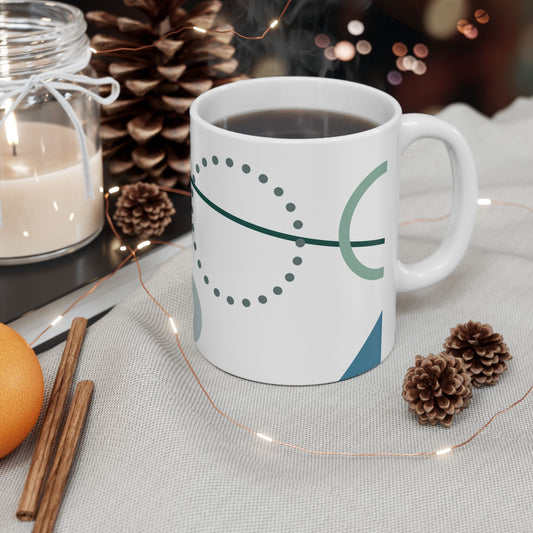 Teal Arc & Dot Column Coffee Mug | 11 oz Mug