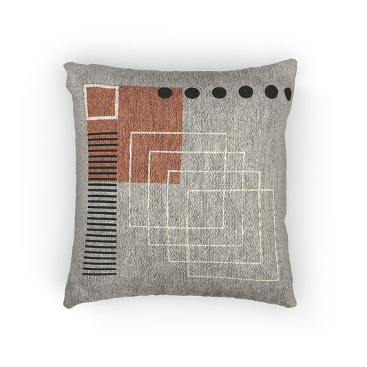 Golden Grid – Geometric Woven Throw Pillow